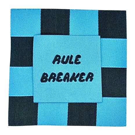 loop en label naailabel - sierlabel XXL vakjes blauw antraciet