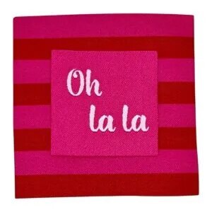 loop en label naailabel - sierlabel XXL strepen roze en S oh lala