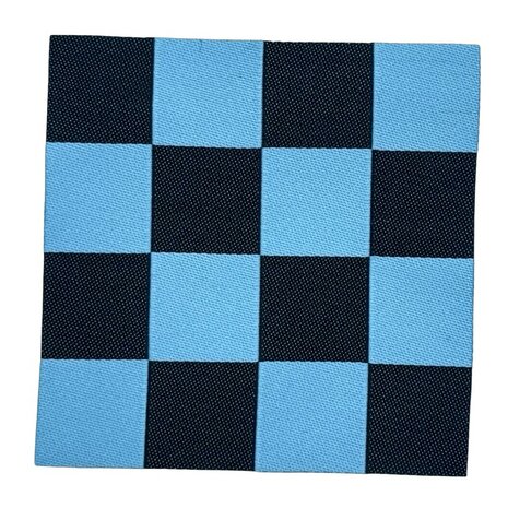 loop en label naailabel - sierlabel XXL vakjes blauw antraciet