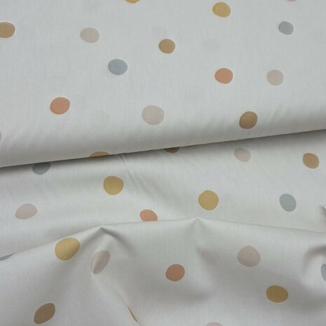 Qjutie Digitale Poplin Katoen Dots &ndash; Pastel