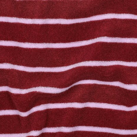 burgundy badstof tricot met strepen uit Poppy 26 Playsuit Maren - kickenstoffen