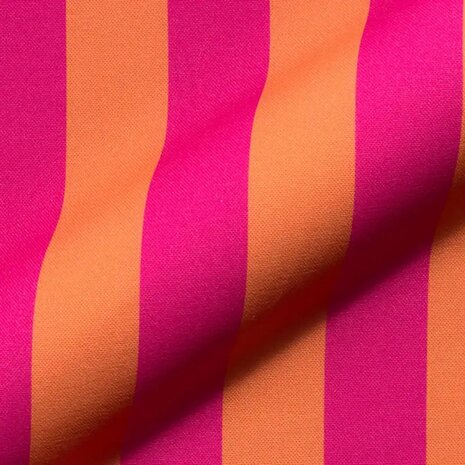 canvas half panama fuchsia oranje strepen breed - kickenstoffen