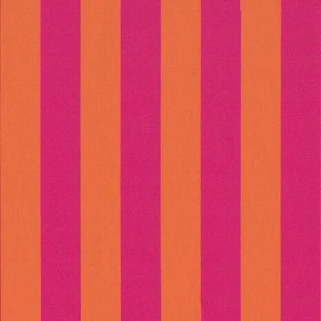 canvas half panama fuchsia oranje strepen breed - kickenstoffen