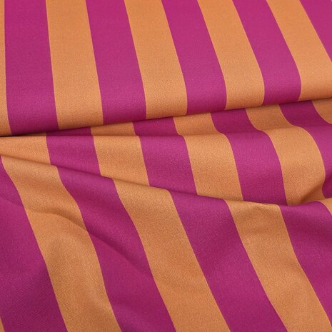 canvas half panama fuchsia oranje strepen breed - kickenstoffen