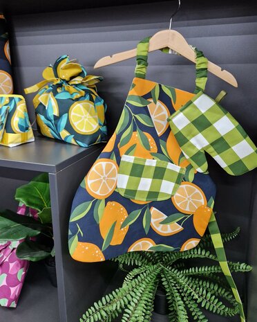 schortje - coated cotton citrus fruit - poppyfabrics