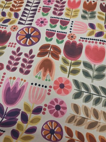 waterafstotende tafelkleed stof bloemen multi kleur digitaal GECOAT stof
