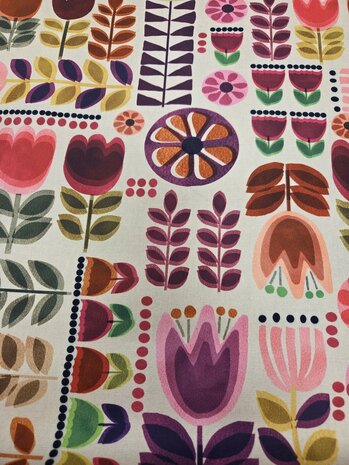 waterafstotende tafelkleed stof bloemen multi kleur digitaal GECOAT stof