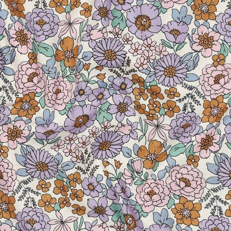 Poplin Katoen Veldbloemen Poppy
