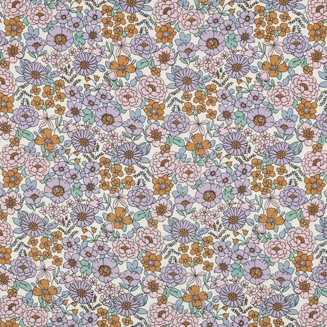 Poplin Katoen Veldbloemen Poppy