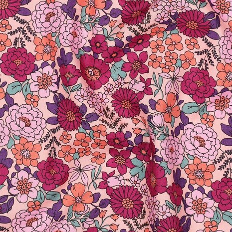 Poplin Katoen Veldbloemen Poppy