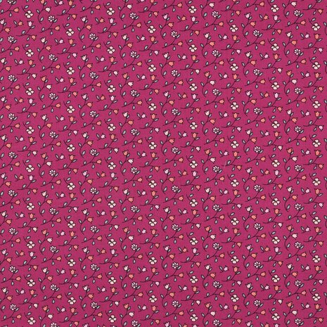 Poplin Katoen Veldbloemen Poppy