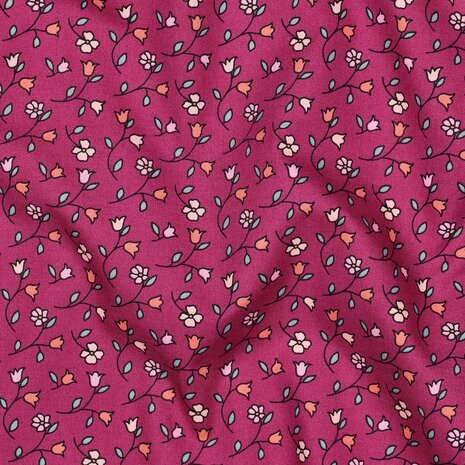 Poplin Katoen Veldbloemen Poppy
