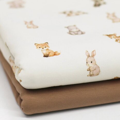 Jersey-Cotton-Newborn-Animals and plain cacao-1-beebsstofjes