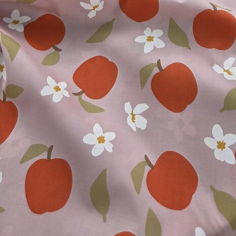 Appelkatoen Roze met Appels en Bloesem