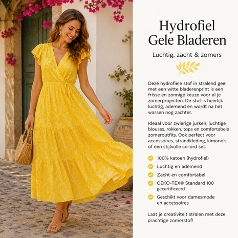 hydrofiel gele bloemen en bladeren - kickenstoffen - voorbeeld AI