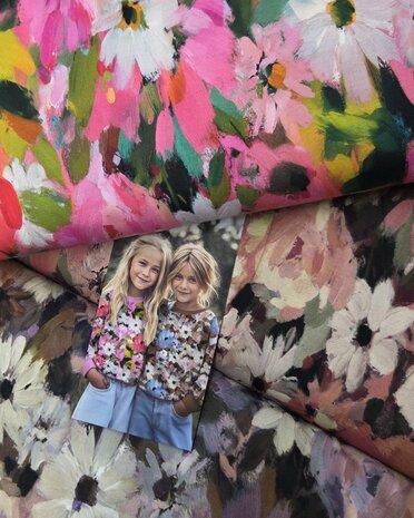 Poppy French Terry Digital Bloemen in 3 kleuren