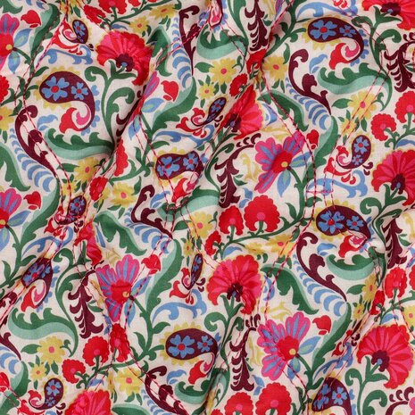Cotton Voile Stepped Digital Flowers &amp; Stripes Dubbelzijdig 01959.001