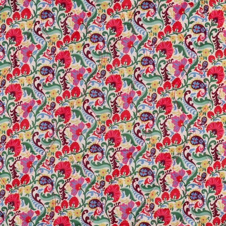 Cotton Voile Stepped Digital Flowers &amp; Stripes Dubbelzijdig 01959.001
