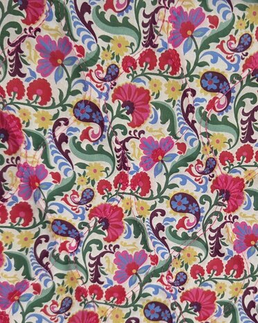 werkelijke kleur Cotton Voile Stepped Digital Flowers &amp; Stripes Dubbelzijdig 01959.001