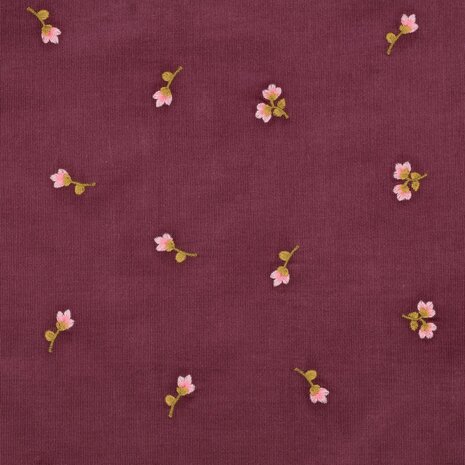 Poppy smalle rib corduroy met geborduurde bloemetjes  -01958.002_kickenstoffen