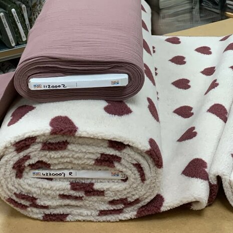 harten teddy met oud mauve hydrofiele katoen - kickenstoffen