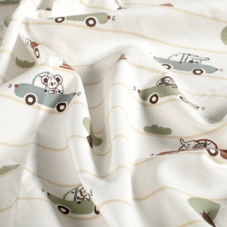 26637 auto tricot stof met streepjes