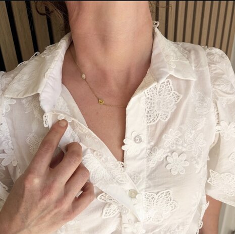 Qjutie broderie 3d bloemen blouse gemaakt door klant kickenstoffen