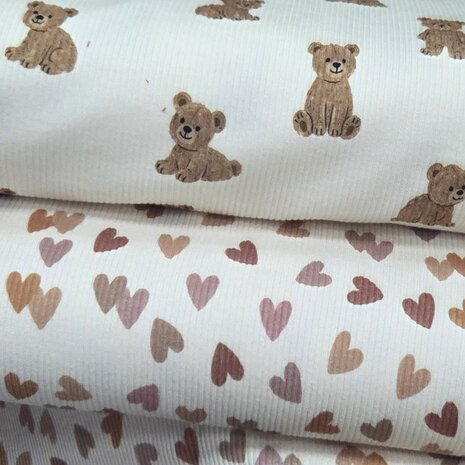 ribtricot soft beren en hartjes