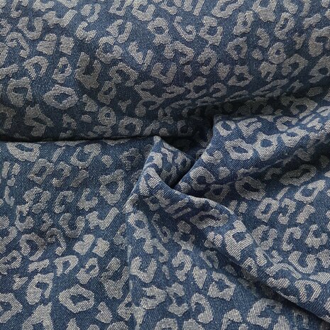 Stretch denim panterprint  KicKenStoffen