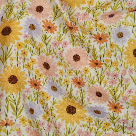 Digitale hydrofiel zonnebloemen en veldbloemen pastel 07284.00