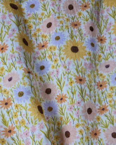 Digitale hydrofiel zonnebloemen en veldbloemen pastel kickenstoffen