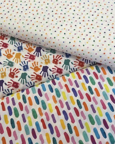  Confetti Stipjes - Handjes - Verfstreepjes katoen van kickenstoffe