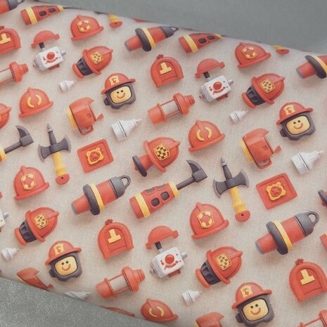 Brandweer Accessoires 3D katoen &ndash; helmen en brandweermateriaal kickenstoffen