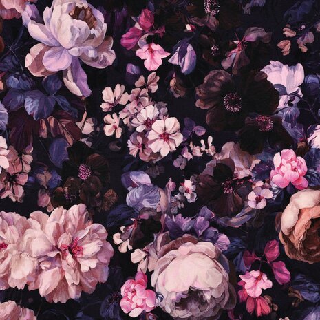 Digitale sweat bloemen donker &ndash; Poppy Fabrics 01946.006