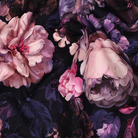  Digitale sweat bloemen donker &ndash; Poppy Fabrics 01946.006