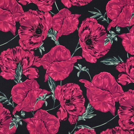 French Terry bloemen marine &ndash; Poppy Fabrics 02031.003_kickenstoffen