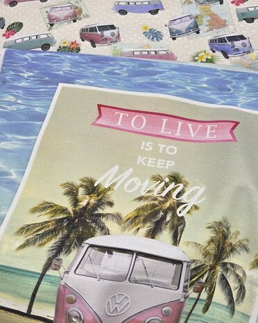 Qjutie Volkswagen Summer Kussenpaneel en Summer all over print Half Panama