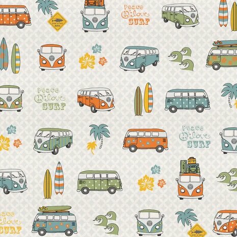 wit (natural) groen oranje blauw Volkswagen Retro canvas *S