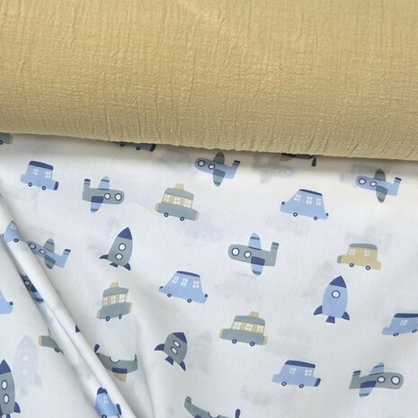 voertuigen poplin katoen met slub hydrofiel geel Poppy