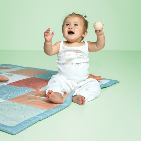 Beige en pastel kleuren Zeeleven boxkleed dubbelzijdig paneel poplin katoen
