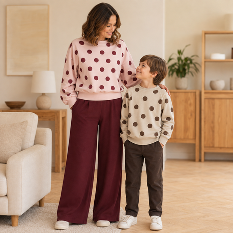 ai voorbeeld sweater polka dots frech terry  - kickenstoffen