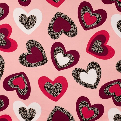 Qjutie French Terry harten met panterprint roze K20149-120