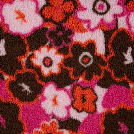 Qjutie jacquard teddy retro bloemen bruin