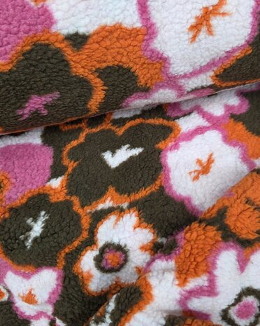 Qjutie jacquard teddy retro bloemen K80403-170
