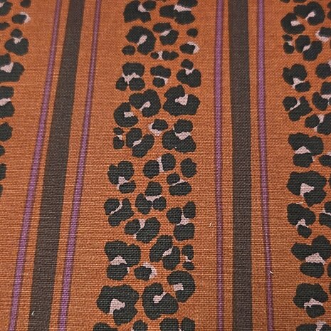 Swessie katoenen canvas Half Panama &ndash; Panterstrepen roestbruin