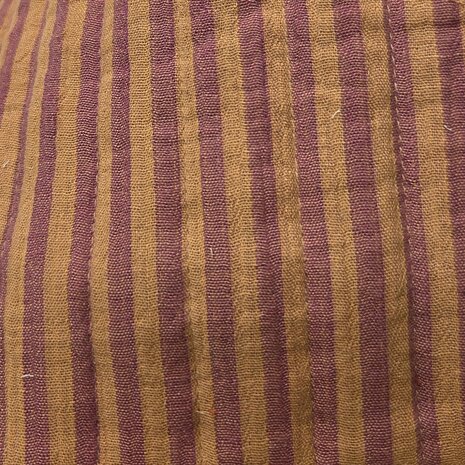 Swessie dubbelzijdig gevoerde hydrofiel &ndash; Bloemen en strepen camel-bordeaux 126549