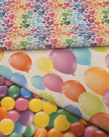 smarties ballonnen hartjes multicolor katoentjes Udi - kickeenstoffen