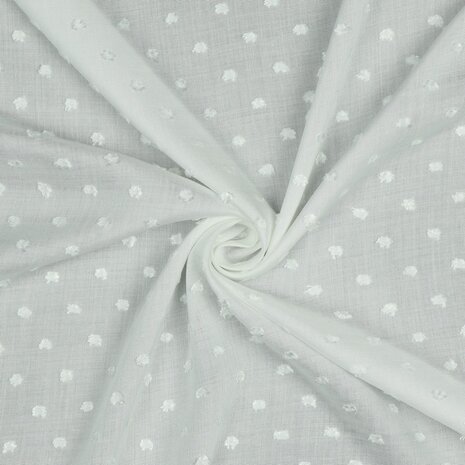 Off-white viscose voile met nopjes van Poppy