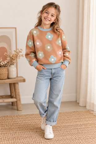flowers french terry qjutie kids voorbeeld AI - kickenstoffen