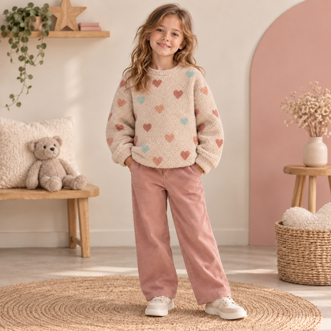 Teddy stof harten sweater uit qjutest 4 - ai voorbeeld KicKenStoffen